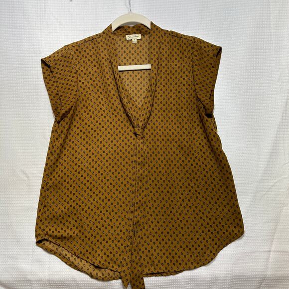 Lily White Brown Tie Neck Sleeveless Estilo Top Blouse Size S - Picture 1 of 8